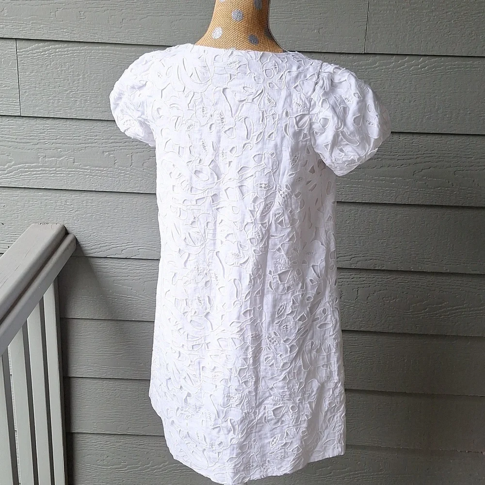 Robert Rodriguez Puffed Short Sleeve White Babydoll Cotton Dress Size 6 - Picture 5 of 12